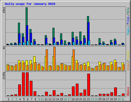Daily usage for January 2010
