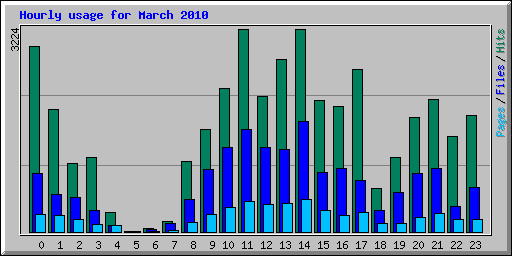 Hourly usage for March 2010